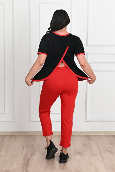 Koza Butik Kadın Büyük Beden Sırt Detaylı Eşofman Takımı 3804-23