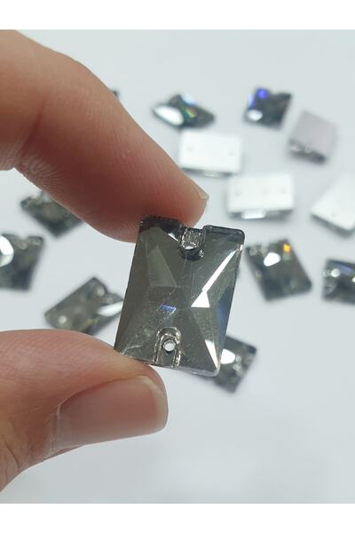 CRYSTALSHOP Piatră de cristal - 13*18 mm dreptunghi gri afumat (50 buc.)