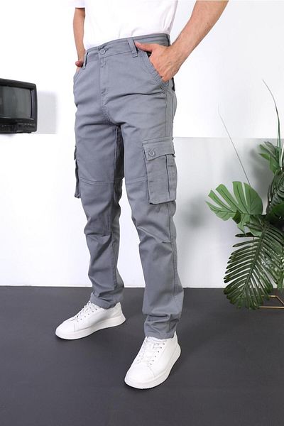 FRANKNESS JEANS MEN'S CARGO PANTS COMFORTABLE CUT WITH POCKETS LYCRA GABARDINE FABRIC NEW SEASON