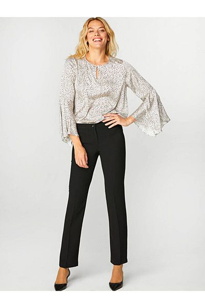 Faik Sönmez Women's Black Normal Waist Straight Trousers 00047