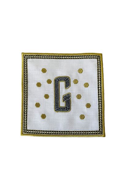 ge living Tiled Margot ́ ́G ́ Letter Cocktail Napkin (1 Piece)