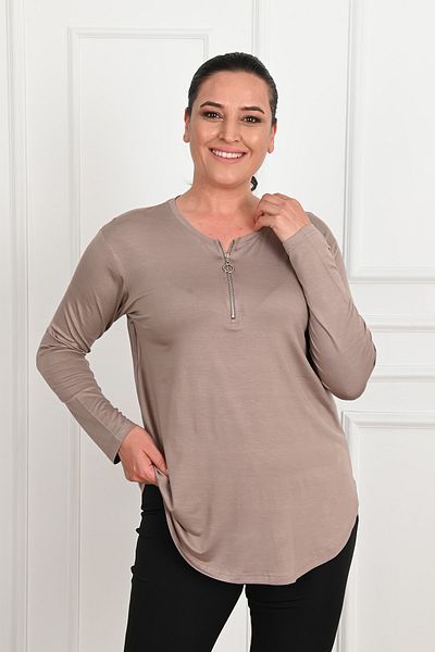 Koza Butik Γυναικεία μπλούζα με μισό φερμουάρ με λεπτομέρειες 1387-23