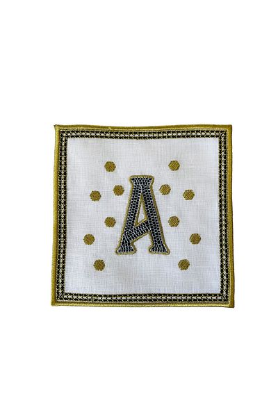 ge living Tiled Margot ́A ́ Letter Cocktail Napkin (1 Piece)