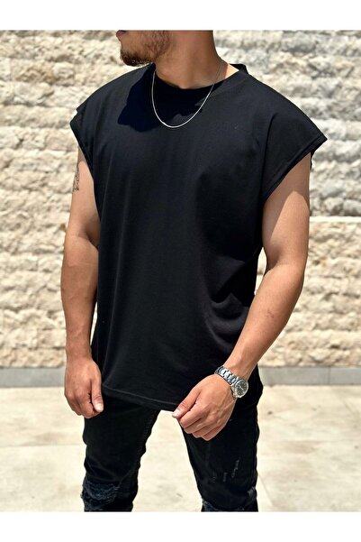 Baycombine35 Basic Oversize Αμάνικο Αθλητικό/Casual Tshirt Μαύρο