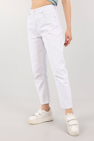 LİMABEL White High Waist Mom Jeans Lycra Stretchy Jeans