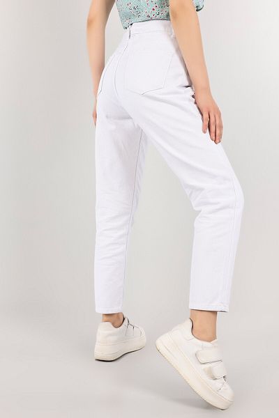 LİMABEL White High Waist Mom Jeans Lycra Stretchy Jeans