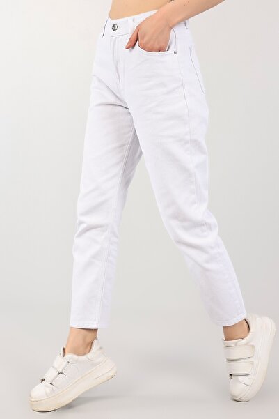 LİMABEL White High Waist Mom Jeans Lycra Stretchy Jeans