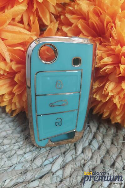 sarıalarm غطاء علبة التحكم بمفتاح السيارة الأخضر الفاخر لسيارة فولكس فاجن سيات سكودا Mqb