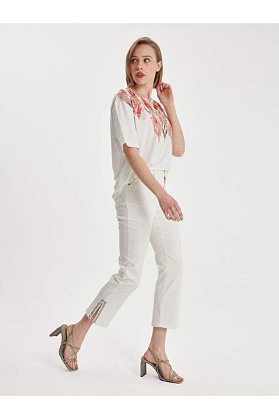 Faik Sönmez Stone Detailed Straight Fit Jean Trousers 66461