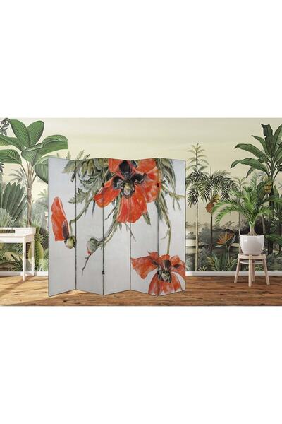 dbsanat Çiçek Temalı Özel Tasarım Paravan Room Divider 180 x 200 cm