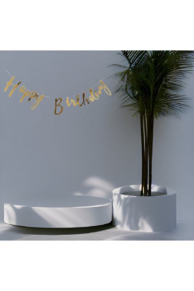 Happyland لافتة خطية مكتوب عليها "عيد ميلاد سعيد" باللون الذهبي