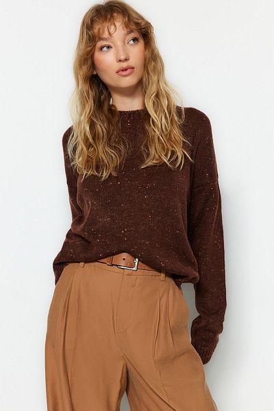 Trendyol Collection Brown Soft Textured Knitted Sweater TWOAW24KZ00219