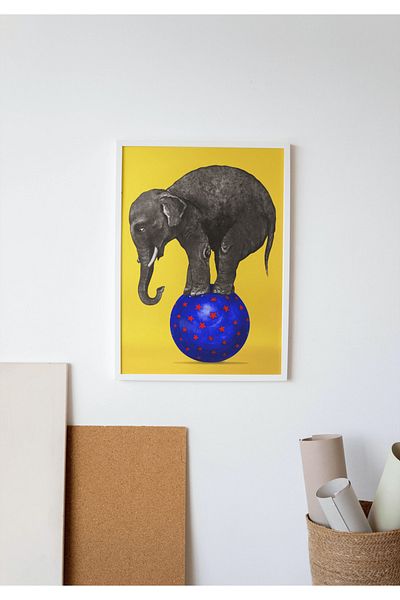 Hiruko Tasarım Atölyesi Ζωγραφική Σειρά Ζώων Νο:1 Elephant World Circus Painting White
