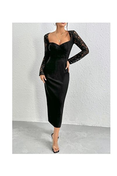 Styling Park Dantel Detaylı Şık Gece Elbisesi