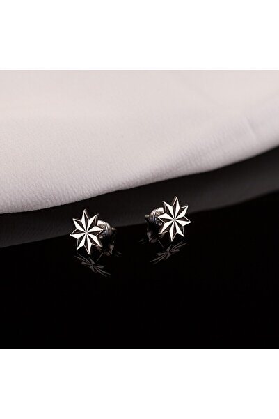 Dkmn Silver 925 Ayar Gümüş Kazımalı Yıldız Unisex Sembol Küpe