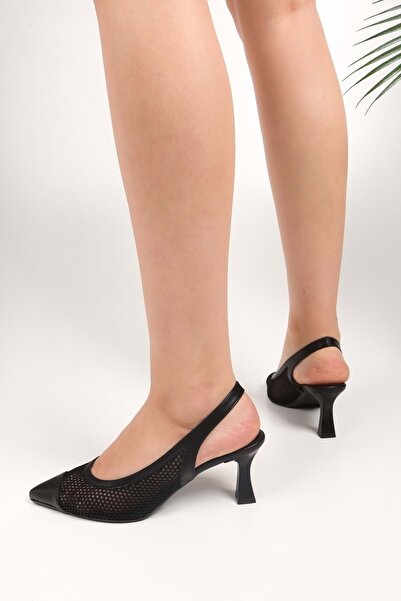 Shoeberry Női Rella fekete hálósarkú cipő tűsarkú