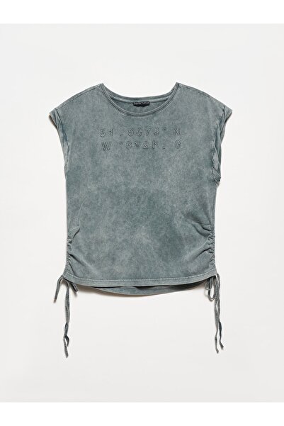 Dilvin 30285 تي شيرت بتأثير الغسيل - ك.أنثراسيت