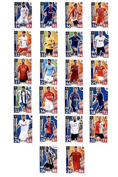 Topps مجموعة كاملة من بطاقات لاعبي كرة القدم لدوري أبطال أوروبا سوبر سترايكرز (22 قطعة)