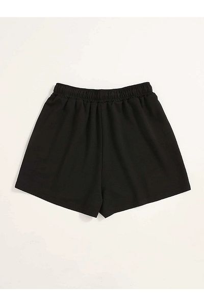 Mythologie Boston Combed Cotton Short Shorts - Black, Printed, High Waist, Knitted, Pocket, Women