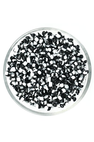 yfhobi 25 Gram - 5 mm SİYAH BEYAZ ÇİZGİLİ DESEN CAM KUM BONCUK, TAKI YAPIM BO...