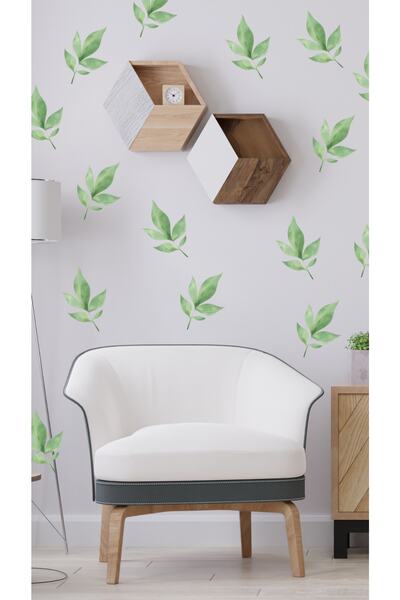 Bohemian Green Leaves Sticker Set 40 Pieces Glass Wall Sticker Set