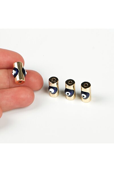 yfhobi 1 ADET - 7x13 mm MAVİ NAZAR MİNELİ BORU TAKI APARATI, ALTIN KAPLAMA, 1.KALİTE KARARMAZ