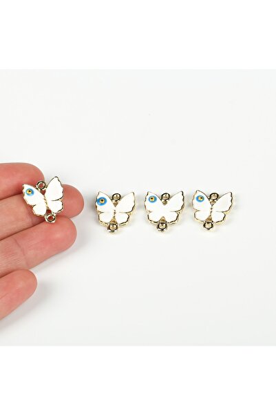 yfhobi 1 ADET - 19 mm BEYAZ NAZAR MİNELİ ÇİFT KULP KELEBEK TAKI APARATI, ALTI...