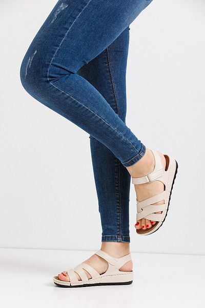 ALTUNTAŞ Γυναικεία Velcro Orthopedic Soft Tbana Summer Sandals Model - Μπεζ
