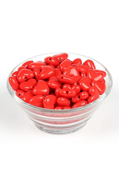 yfhobi 25 gram, 14 mm, KIRMIZI RENK KALP BONCUK, PLASTİK TAKI BONCUĞU, 1.Kalite, (25gr : 40 Adet Civarı)