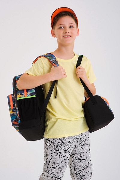 Coral High Set de geanți de școală din 3 piese cu model de dinozaur negru gri pentru copii SET0123744