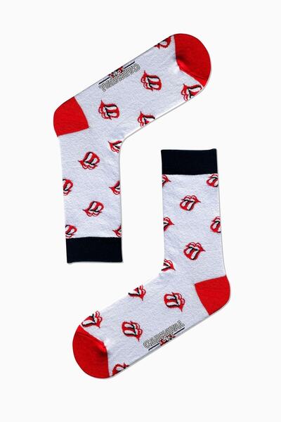 CARNAVAL SOCKS Κόκκινες πολύχρωμες κάλτσες με μοτίβο