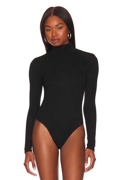 Zagrep Women's Black Turtleneck Silk Jersey Body