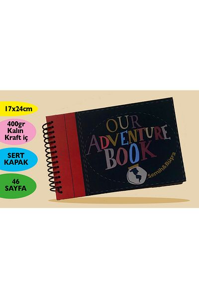 PAKLON 17x24cm Junior OUR Adventure Book Caiet cu copertă rigidă (400gr KRAFT INTERIOR PAGE)