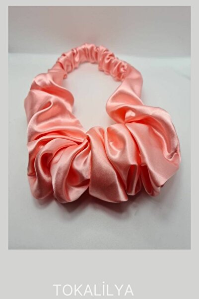 TOKALİLYA Kadın Somon Scrunchie Headband Simit Bandana