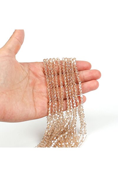 yfhobi 1 DİZİ (40 cm- 90-95 Adet)- 4 mm PİRAMİT KRİSTAL CAM BONCUK, ŞEFFAF JA...