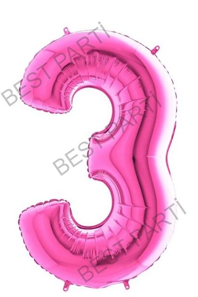 BEST PARTİ DOĞUM GÜNÜ PARTİ SÜSLERİ Fuchsia Pink Foil Number Balloon 100 Cm 3