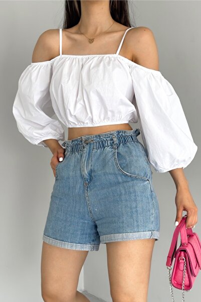 FEMELLE Γυναικεία λευκή μπλούζα με κορδόνι New Season