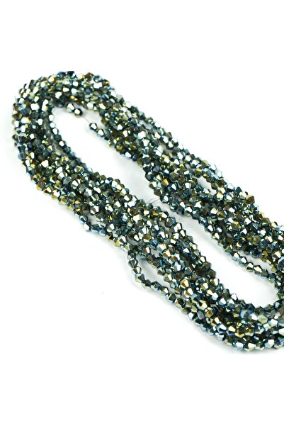 yfhobi 1 DİZİ (40 cm- 90-95 Adet)- 4 mm PİRAMİT KRİSTAL CAM BONCUK, KAPLAMA J...