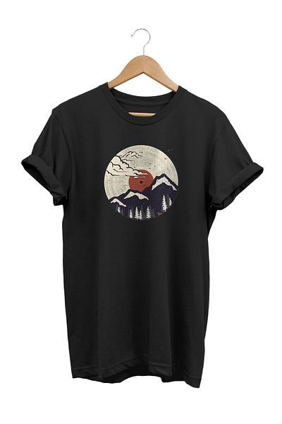 remonz Μπλουζάκι Fuji Mountain Printed Cotton Oversize Μπλουζάκι μεγάλου μεγέθους