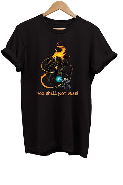 remonz تي شيرت Lord of the Rings Series Gandalf Balrog مطبوع 100% قطن مقاس كبير