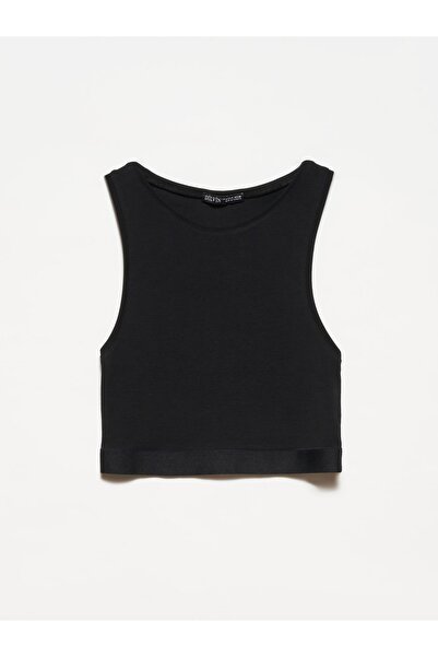 Dilvin 30114 Crop Top-Μαύρο