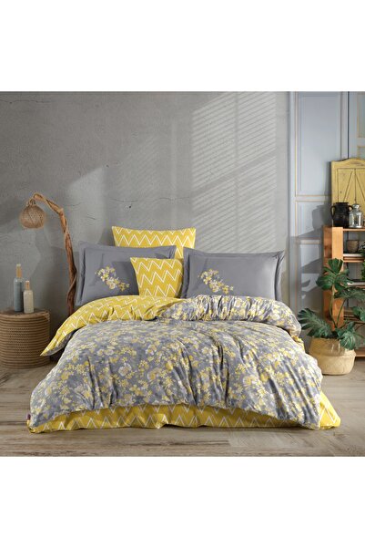 Hobby Alanza Sarı Poplin Çift Kişilik Uyku Seti
