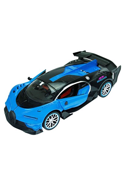 hediyecik 1:14 Bugatti Chiron Uzaktan Kumandalı Işıklı Araba Mavi (Kumandadan Kapıları Açılıp-Kapanır)