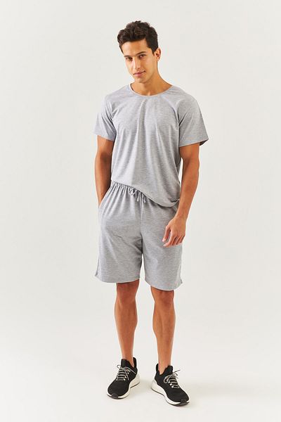 Butikgiz Gray 100% Cotton Lace-Up Pocket Short Men's Shorts