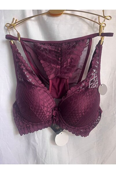 mendoza store Lace, Plum Color, Unpadded, Covered Bra Set