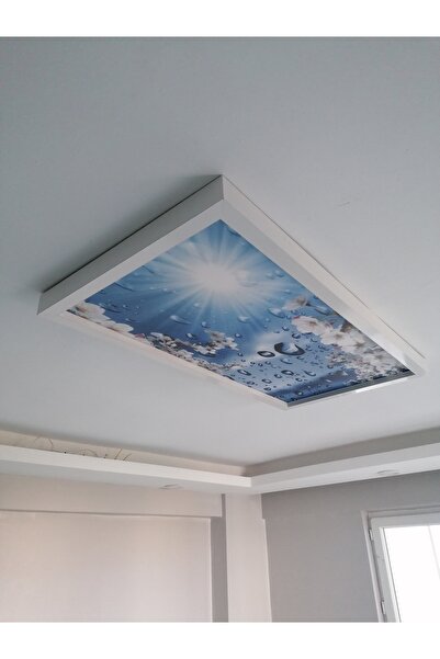 Gökyüzü Panel 60x120 Gökyüzü Panel Avize, Sıva Üstü, Kolay Montaj Led Panel, Çiçekli Yağmur Damlası Avize