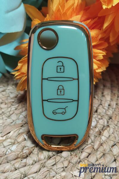 sarıalarm Premium Renault Megane Clio 5 Dacia Duster Switchblade 3 أزرار حافظة وحدة التحكم بمفتاح السيارة باللون الأخضر