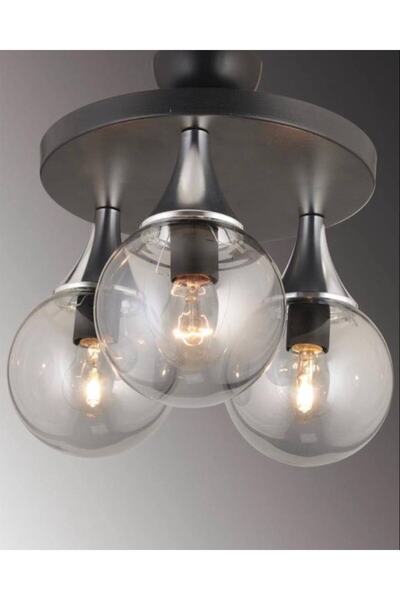 OSC HOME AYDINLATMA TASARIM MODERN AVİZE 3LÜ AVİZE GLOP FÜME CAMLI