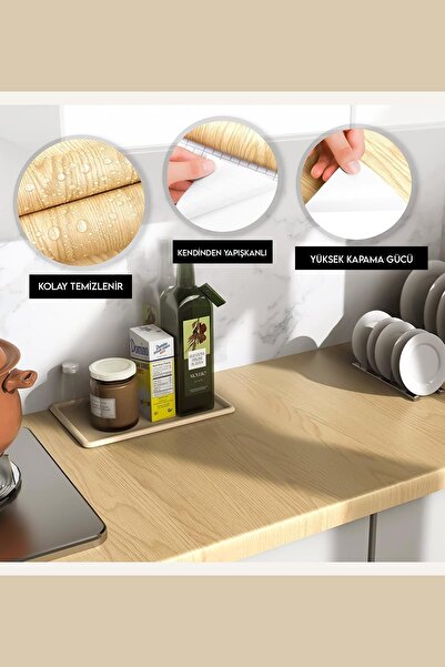 MUJGAN Raf Örtüsü Çekme Dolap İçi Kaplama Ahşap Kahverengi Rulo 5 Metre