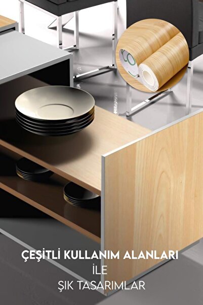 MUJGAN Raf Örtüsü Çekme Dolap İçi Kaplama Ahşap Kahverengi Rulo 5 Metre